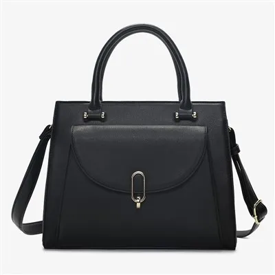 Stor fyrkantig tygväska i läder med korskroppsstruktur