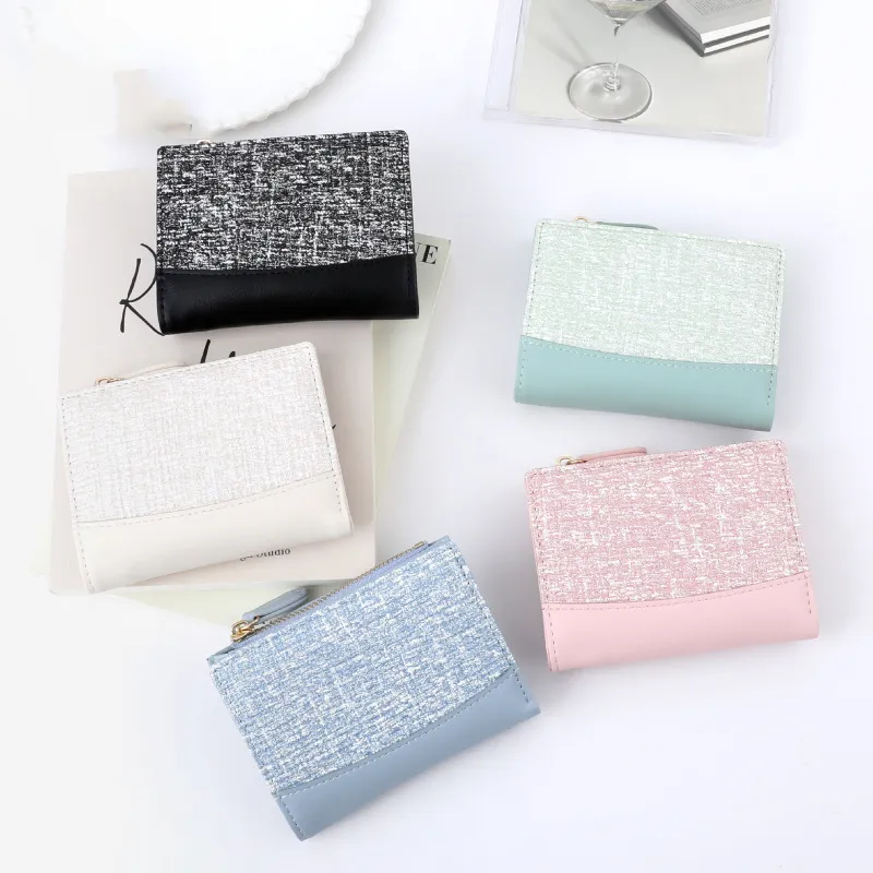 Mini Kompakt Liten Kreditkort Bifold Plånbok Med ID-fönster